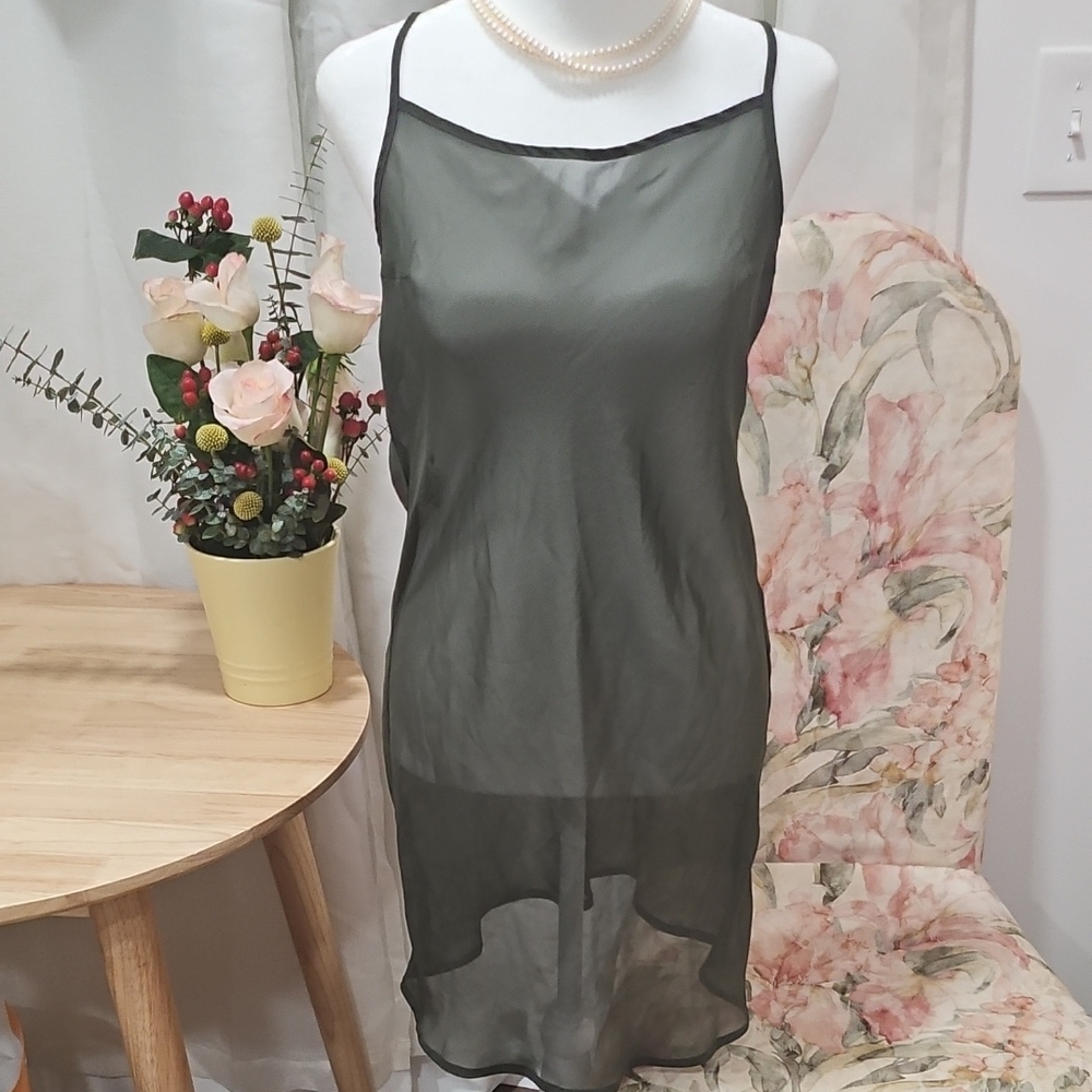 Elegant Sheer Green Slip Dress